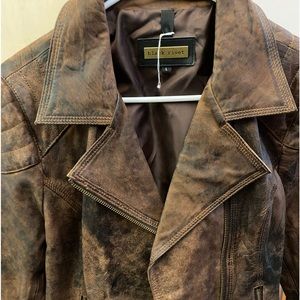 Leather bomber style jacket